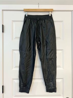 Stella Luce Faux Leather Jogger Pants Black High Rise Drawstring Size M